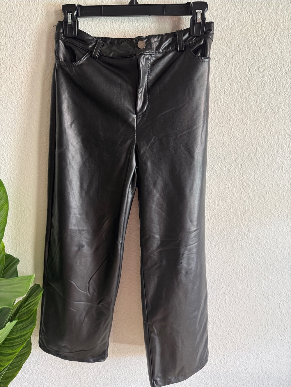 The Children's Place Black Faux Leather Straight-Leg Pants